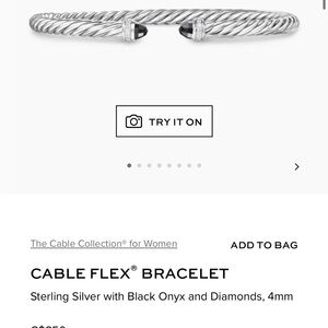 Cable Flex Silver Bracelet with Black Onyx and Diamonds